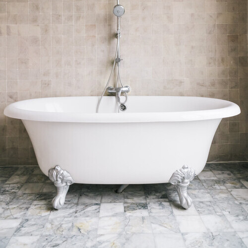 Bathtub decoration in bathroom interior