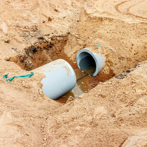 overhead view of a sewer line